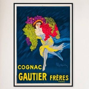 Galrie Vintage French Cognac Gautier Advertising Poster-Timeless Elegance for Your Home, Black Frame, A1 60 x 84cm (23 x 33inch)