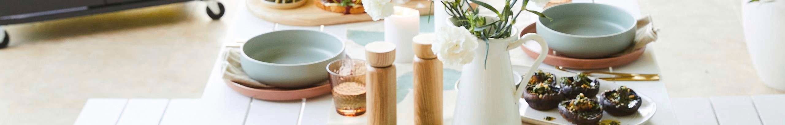 Outdoor dining table set up to eat 