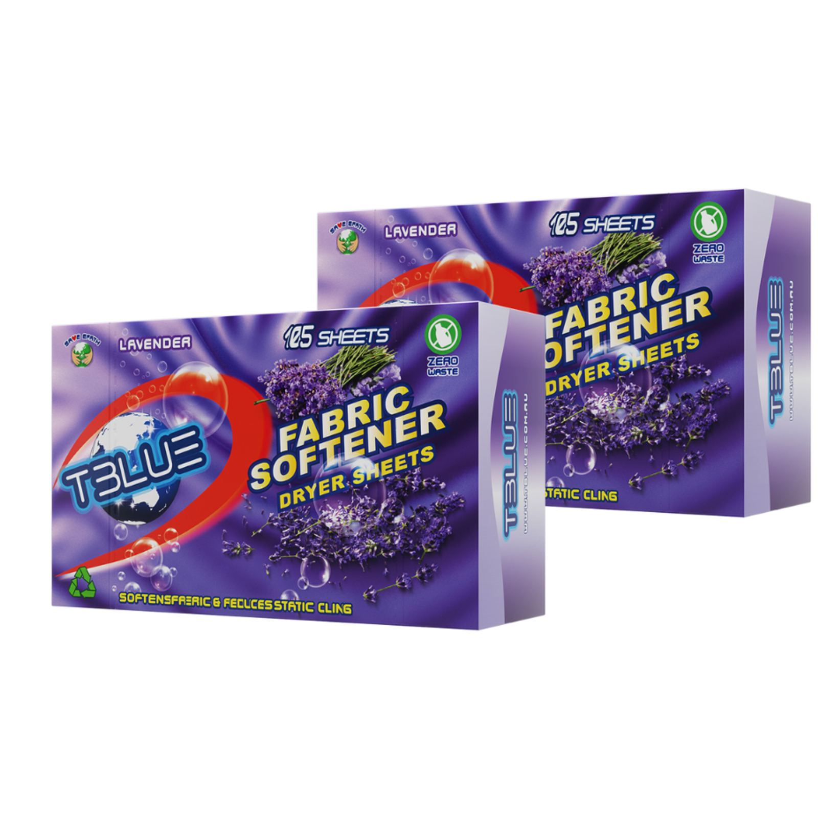 TBLUE Fabric Softener Dryer Sheet - Lavender 105 Sheets - TWIN PACK