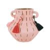 Maine & Crawford Bodee Amphora 13cm Stoneware Vase W/ Tassel - Pink
