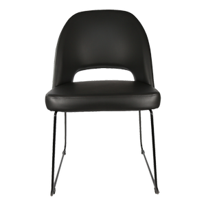 Durafurn Black Vinyl Semifreddo Chair with Black Sled Base