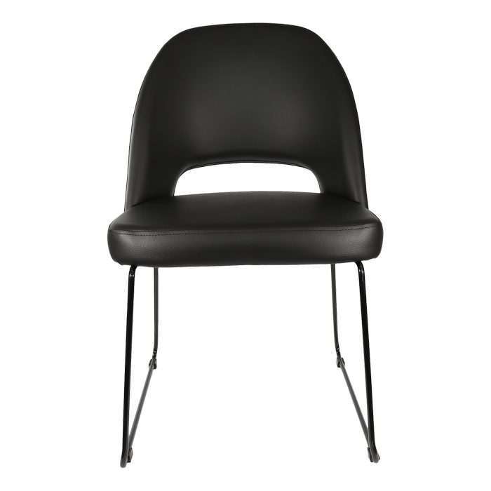 Durafurn Black Vinyl Semifreddo Chair with Black Sled Base