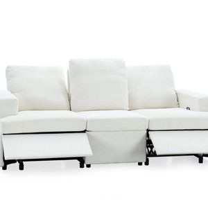 Kurtan Chenille Reclining 3 Seater Sofa - Cream