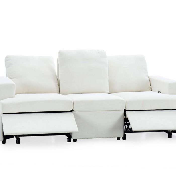 Kurtan Chenille Reclining 3 Seater Sofa - Cream