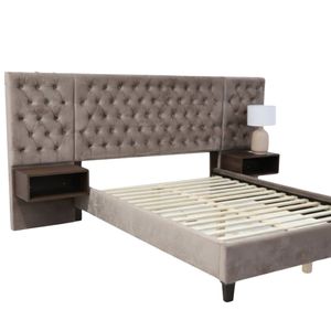 Amara Velvet Bed Frame with Bedside Tables - Double