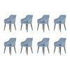 Familand Dining Chairs Set of 8 Padded Seat Kitchen Living Room Chair Velvet in Blue