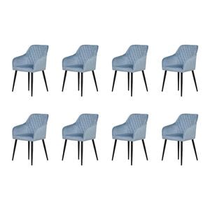 Familand Dining Chairs Set of 8 Padded Seat Kitchen Living Room Chair Velvet in Blue