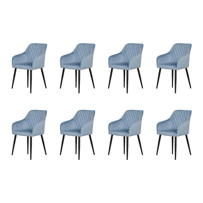 Familand Dining Chairs Set of 8 Padded Seat Kitchen Living Room Chair Velvet in Blue