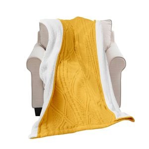 SOGA Yellow White Chenille Fleece Throw Blanket 200x230cm