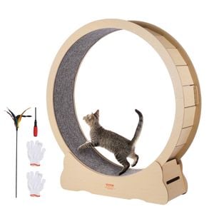 VEVOR 1320mm Cat Exercise Wheel Wooden Board with Detachable Carpet for Training