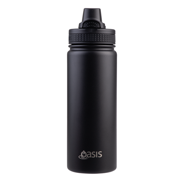 Oasis Challenger Stainless Steel Quick Release Drink Bottle 550ml - Black