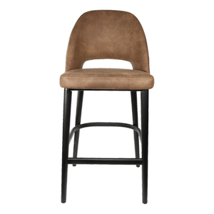 Durafurn 750mm High Mocha Fabric Semifreddo Bar Stool with Black Beech Wood Legs