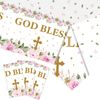 Catzon 3 Pcs Baptism Tablecloth Disposable First Communion Table Cover
