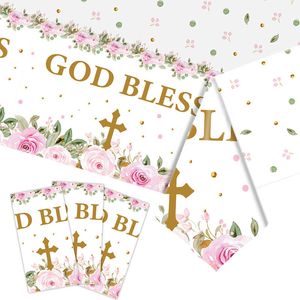 Catzon 3 Pcs Baptism Tablecloth Disposable First Communion Table Cover