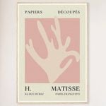 Galrie Papiers Découpés Pink Foliage H. Matisse Print (1955) Elegant for your Home, Wood Frame, 70 x 100cm (28 x 40inch)