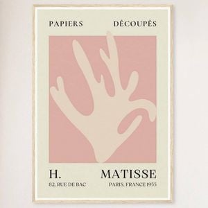 Galrie Papiers Découpés Pink Foliage H. Matisse Print (1955) Elegant for your Home, Wood Frame, 70 x 100cm (28 x 40inch)