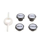 Kinetic 5mm and 10mm Gloss Black Hot And Cold Tap Buttons