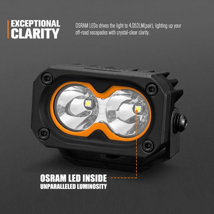 LIGHTFOX Pair 3inch Cygnus-2 Osram LED Pod Lights 1Lux@348m