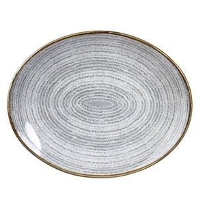 Churchill Oval Coupe Plate Studio Prints Homespun Stone Grey 270 X 229mm Pack Of 12