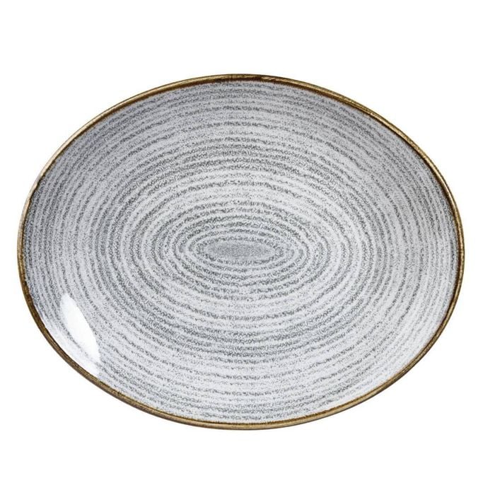 Churchill Oval Coupe Plate Studio Prints Homespun Stone Grey 270 X 229mm Pack Of 12