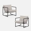 Zinus Aidan Sling Accent Chair Set Of 2 / Metal Frame Armchair With Foam Cushion - Oatmeal Beige