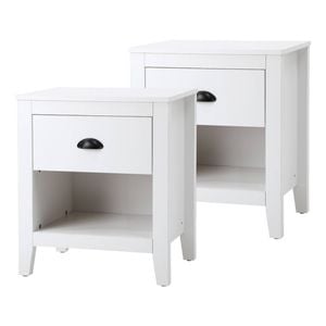 Oikiture Set of 2 Bedside Table Side End Tables Nightstand Vintage