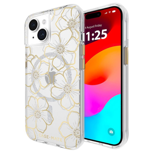 Case-mate Floral Gems Magsafe Case For Iphone 15 - Gold/clear
