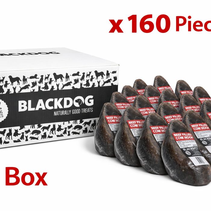Blackdog Beef Filled Cow Hoof  - Value FULL BOX 160 Pieces