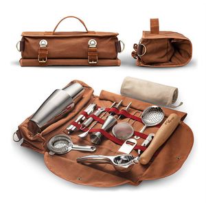 Catzon Portable Bartender Travel Bag Bar Kit Pouch For Carrying Bar Tools-coffee