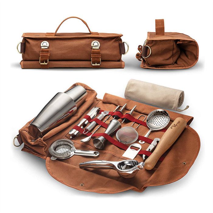 Catzon Portable Bartender Travel Bag Bar Kit Pouch For Carrying Bar Tools-coffee