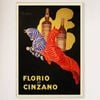 Galrie Florio Cinzano Vintage Italian Aperitif Advertising Poster - Art for Your Home, Wood Frame, 50 x 70cm (20 x 28inch)