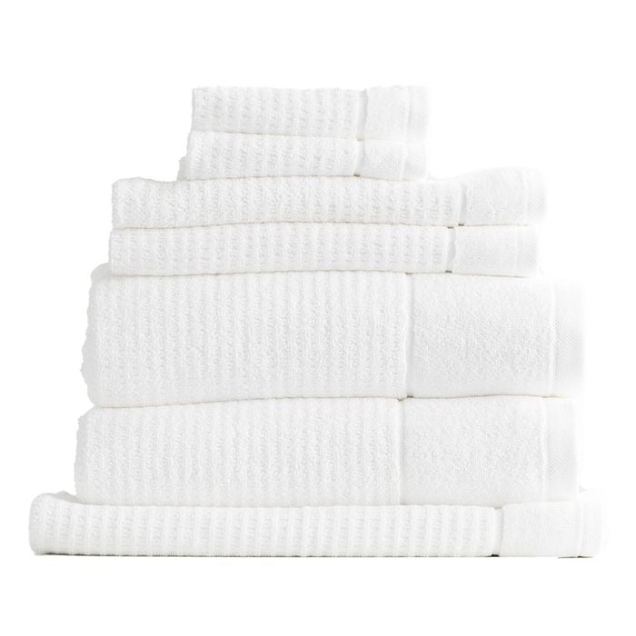 7pc Renee Taylor Cambridge 650gsm Textured Bath/hand/face Towel Mat Snow