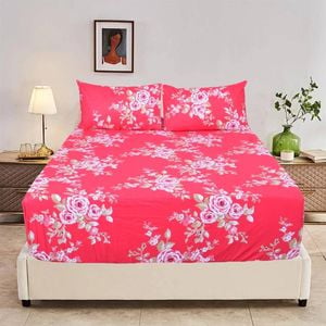 King Luxury 100% Cotton Fitted Bed Sheet & 2 Pillow Case Combo Set