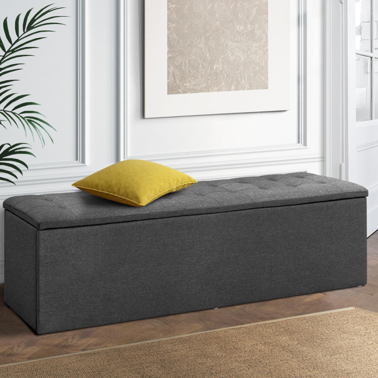 Artiss Storage Ottoman Blanket Box Grey LARGE Fabric Bunnings Australia