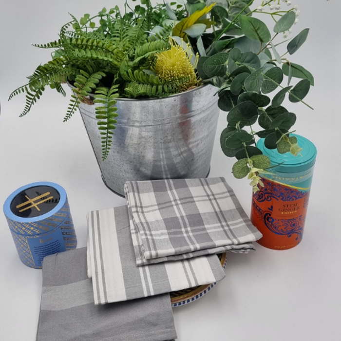 RANS Madrid Stripe & Check tea towels set-3