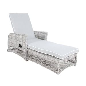 Bay Isle Outdoor Adjustable Long Reclining Sofa Chair Chaise Grey