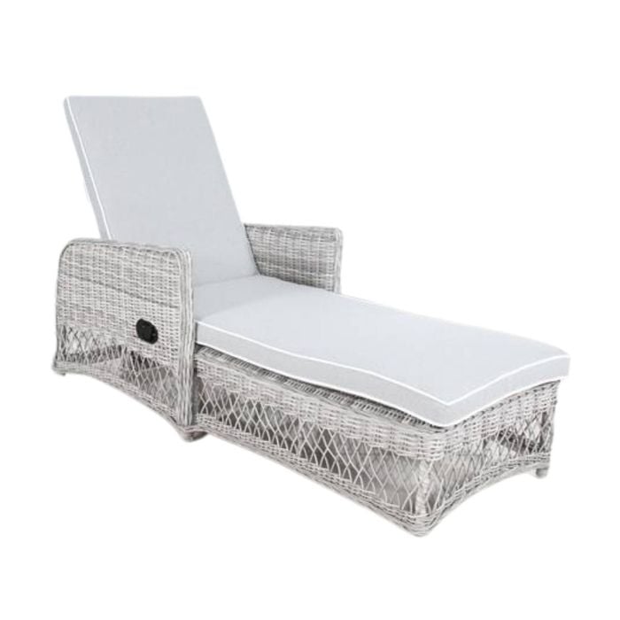 Bay Isle Outdoor Adjustable Long Reclining Sofa Chair Chaise Grey