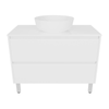 Forme 900mm White Razor Freestanding Vanity With Myanmar White Stone Top And Atom Above Counter Basin
