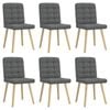 vidaXL Grid-Tufted Dining Chairs 6 pcs Dark Grey Fabric Wooden Legs 45 x 54 x 86 cm