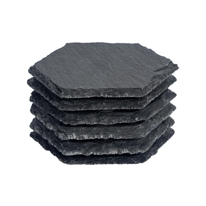 Argon Tableware Hexagon Slate Drinks Coasters - 9.5cm - Grey - Pack of 6