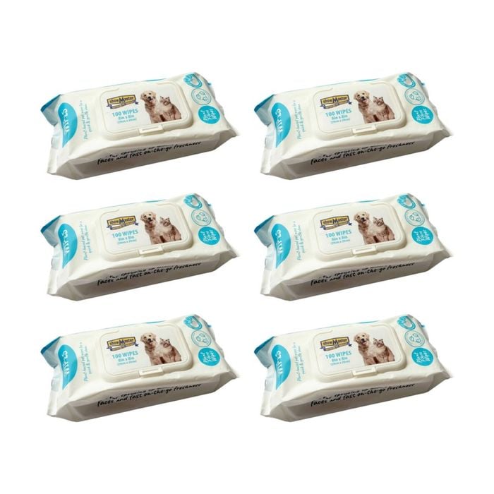 6x 100pc Showmaster Plant-Based Hypoallergenic Dog Cat Pet Wipes Coconut/Vanilla