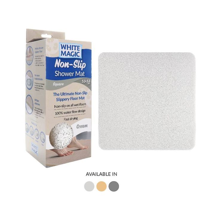 White Magic Non-slip Shower Mat Square - Cream - 53 X 53cm