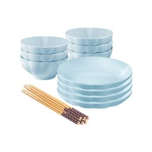 SOGA Light Blue Japanese Style Ceramic Dinnerware Set of 10