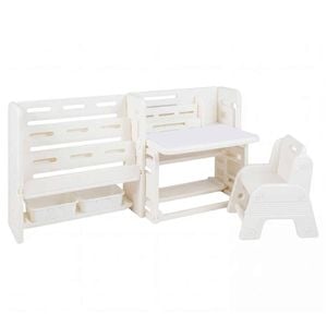 Costway Kid Desk Chair Writing Art Table Bookshelf Baskets Whiteboard