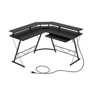Costway L-shaped Office Computer Desk Reversible Study Writing Table Black