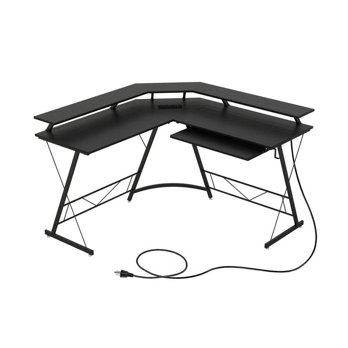 Costway L-shaped Office Computer Desk Reversible Study Writing Table Black