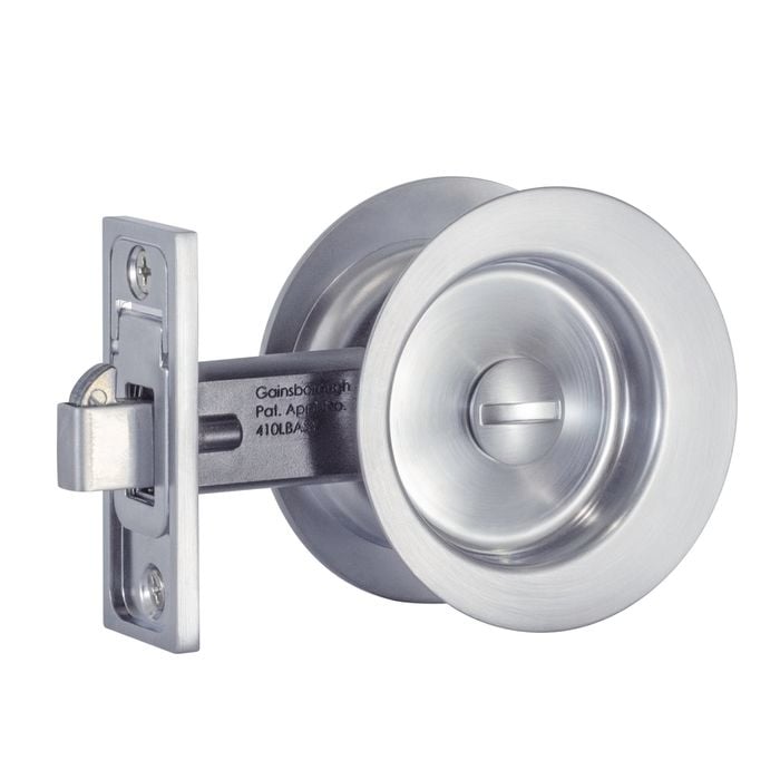 Gainsborough Brushed Satin Chrome Circular Privacy Sliding Cavity Door Set