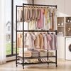 Advwin Portable Closet Wardrobe Adjustable Closet Racks with 4 Hang Rods & 2 Shelves Heavy Duty Wardrobes with Wheels Black