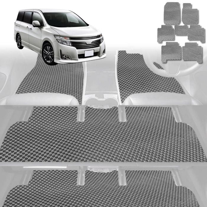 6D Diamond Car Floor Mats for Nissan Elgrand 2002-2010-Ultimate Set-Grey-Outback GT