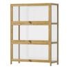 Oikiture Display Cabinet Storage 3-Tier Shelves Clear Bookcase Stand Rack Oak